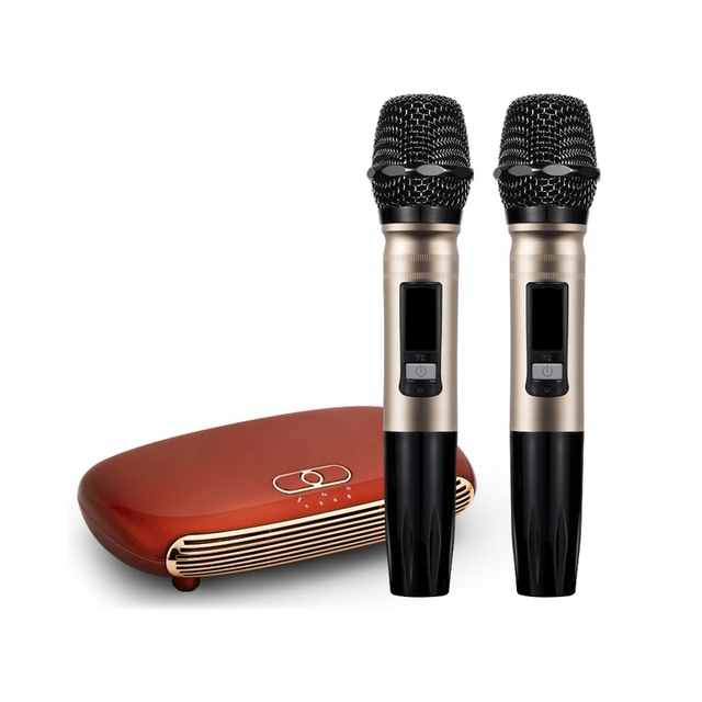 Home Karaoke Machine with 2 Wireless Microphones Adults Language Chinese English System Karaoke Players
