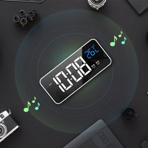 For Digital Smart <b>Clock</b> Music Alarm LED Night Light Snooze Function Temperature Display Calendars Electronic Desk Bedside - Product Image 6