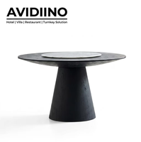 Table de salle à manger rotative de luxe en marbre naturel, plateau en placage de bois d'orme, table de banquet pivotante pour la maison et les restaurants