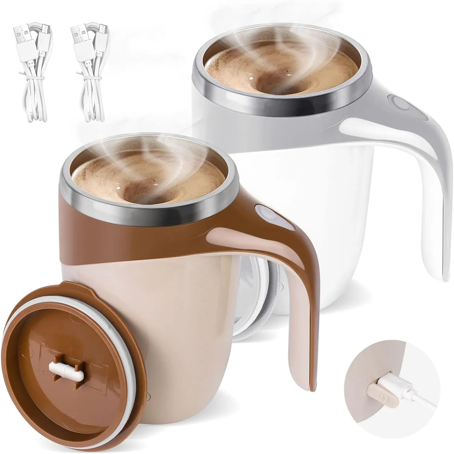 ड्रॉपशीपिंग उत्पाद 2024 आलसी पूरी तरह से स्वचालित स्टिरिंग कॉफी मग स्टेनलेस स्टील चुंबकीय घूर्णन इलेक्ट्रिक मिल्क कप