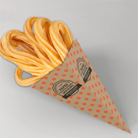 Sac résistant à l'huile puces triangulaires cônes alimentaires avec poche de trempage boîte à churro cônes de frites en papier kraft avec compartiment à sauce à tremper