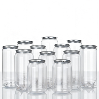 Boîte en PET transparente populaire A9 330 ml pour l'emballage des boissons, pot en plastique avec bouchon de soda, joint en aluminium adapté à la machine de scellage