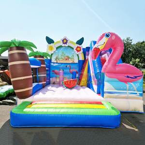 Castillo inflable comercial con tobogán, diseño de flamenco, para niños. - Product Image 3