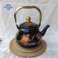 Casserole de luxe vintage en métal émaillé épaissi, style européen, avec couvercle et poignée, portable, compatible induction, écologique