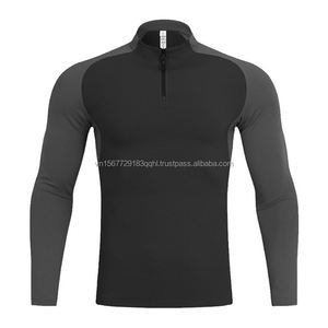 Camiseta Deportiva Transpirable con Estampado y Media Cremallera, Manga Larga, Unisex, Estilo Otoño Invierno, Ropa Casual Versátil para Correr y Hacer Ejercicio - Product Image 4