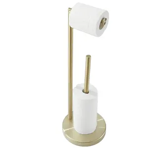 Tissue Dispenser Paper Roll Storage Holder Freestanding Stainless Steel Toilet Paper Holder Stand With Reserve For Bathroom