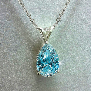 Collana con Pendente a Goccia in Zirconia Cubica Placcata Argento, Classica da Donna per Uso Quotidiano, Regalo Pietra Portafortuna di Marzo - Product Image 1