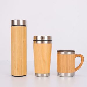 WW3829 300/350/450/500ml Temperature Display Double Wall Vacuum Insulated Smart Thermos Bamboo Water Bottle with Lid - Product Image 3