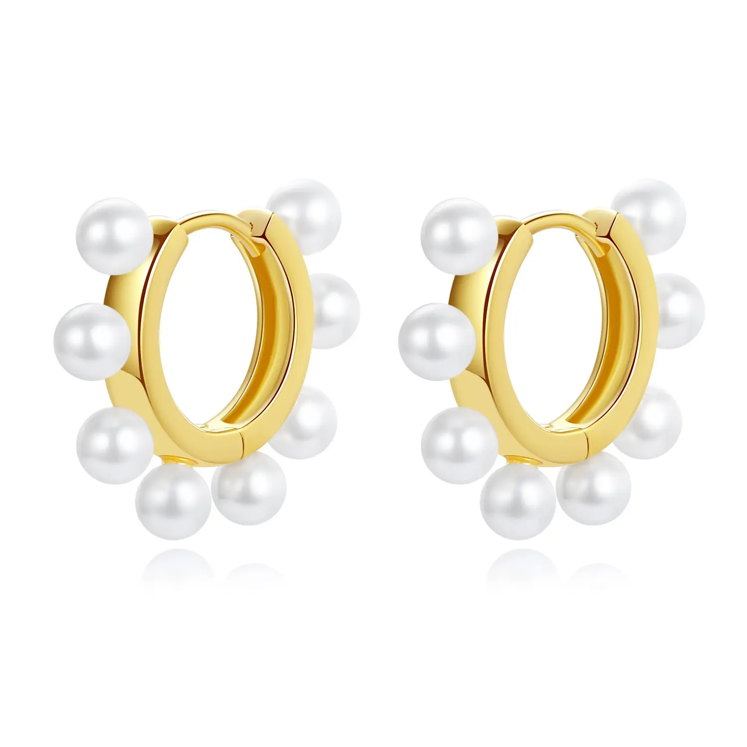 18K Gold Plattiert Perlenhoop-Ohrringe für Damen 925 Sterling-Silber Perlenhoop-Ohrringe für Mädchen Damen