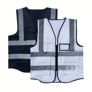 Gilet de sécurité personnalisé en polyester pour géomètre, cycliste, ou coureur, noir, réfléchissant, avec logo imprimé, pour impression par machine - Product Image 5