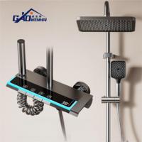 Set Pancuran suhu tampilan Digital aluminium, dengan sistem penguat tekanan tinggi-peralatan Pancuran kamar mandi bersertifikat OEM/ODM