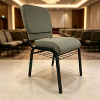 Chaise d'église grise durable et confortable avec coussin, idéale pour les événements et auditoriums – Vente en gros