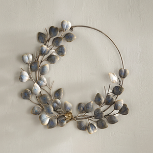 Corona de Hojas Metálicas Moderna, Flores Decorativas Redondas Hechas a Mano, Paquete Individual Sin Iluminación, Alta Calidad - Product Image 1