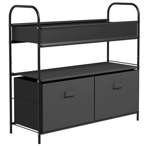 Estante de almacenamiento de Metal de <span class=keywords><strong>3</strong></span> niveles, 2 cajones de tela plegables, estantes de cubo, estantería de almacenamiento, precio bajo al por mayor - Product Image 3