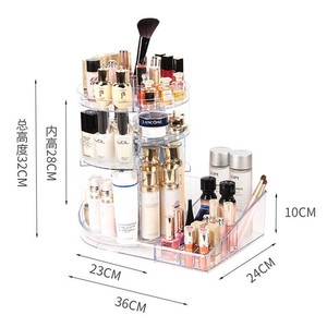 Caja de almacenamiento de cosméticos giratoria transparente para escritorio, organizador de maquillaje y cuidado de la piel, soporte para lápiz labial de gran capacidad - Product Image 4