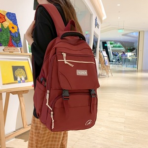 Simple Large Capacity <b>Backpack</b> 18 In <b>Black</b> For Female Students School Education Letter Pattern Soft Handle - Product Image 3