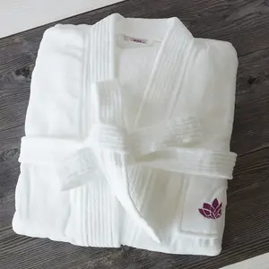 Wholesale Hotel Custom Adult Man And Women 100% Cotton Embroidery Velour Luxury Bathrobe