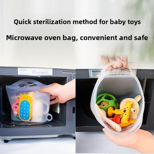 Wayhive Siliconen Reistas voor Babyfles Sterilisatie, Magnetron Stoom voor Borstkolven en Speen, Afgesloten Roze/Geel/Blauw - Product Image 3