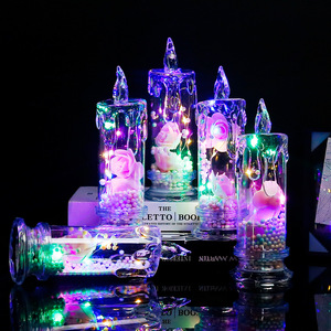 Velas sin llama LED Rosa acrílica, flor inmortal con pilas, simulación LED, luz de vela electrónica para Festival, boda - Product Image 2