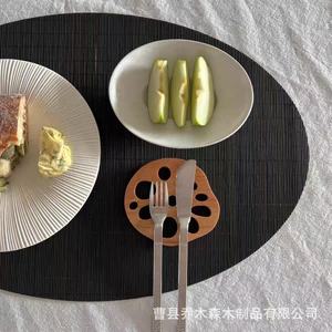 Lotus Root Slice Coaster Natural Solid Wood Anti Heat Round Table Mat For Cafe <b>Teacup</b> Protection - Product Image 2