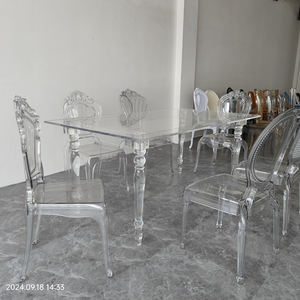 Mesa de comedor de boda de acrílico barata lista para enviar fiesta de eventos Interior Exterior restaurante Hotel MESA DE BODA transparente en stock - Product Image 3