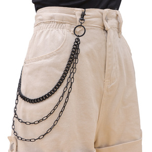 Cadena de Pantalones de Metal Negro Multicapa, Cadena de Cintura de Aleación de Zinc, Accesorio Unisex Casual para Ropa de Mezclilla Estilo Hip Hop - Product Image 1