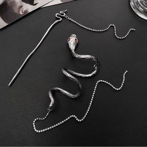Horquilla para el pelo estilo serpiente con borla larga, estilo punk, con cordón en espiral y pedrería china - Product Image 4