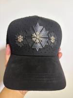 Casquettes de baseball rayées à 5 panneaux avec logo brodé personnalisé de haute qualité, unisexe, avec strass de haute qualité, réglables et doublées de satin