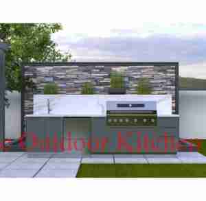2025 Dorene mejor cocina pequeña para exteriores diseño moderno <span class=keywords><strong>de</strong></span> acero inoxidable parrilla nevera fregadero vidrio elegante pizarra gabinete <span class=keywords><strong>de</strong></span> cocina para exteriores - Product Image 6