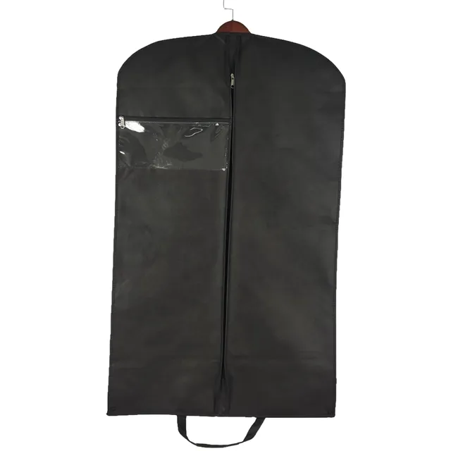 परिधान पैकेजिंग को शामिल किया गया काले लक्जरी लंबी परिधान बैग के साथ जिपर गैर बुना गाउन कवर कस्टम कपड़े जिपर परिधान बैग