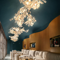 Fleur personnalisée feuille de ginkgo céramique florale hôtel villa salon salle à manger lustre plafond suspension de luxe