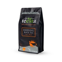 Sachet en aluminium à fond plat carré avec fermeture éclair, personnalisable avec logo, pour l'emballage de thé, café et aliments