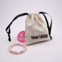Pochette à bijoux de luxe personnalisée avec logo imprimé, petite pochette à cordon en coton et lin, sac anti-poussière avec pompon, personnalisable