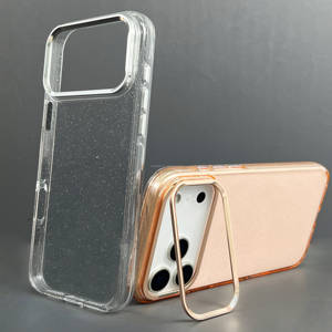 Coque de téléphone PC transparente Bling Bling avec support de cadre d'appareil photo, style <span class=keywords><strong>simple</strong></span> et fin, pour iPhone 17 16 15 14 Pro Max - Product Image 1