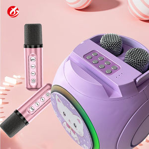 Mini máquina <span class=keywords><strong>de</strong></span> Karaoke <span class=keywords><strong>de</strong></span> <span class=keywords><strong>cumpleaños</strong></span>, altavoz, micrófono Bluetooth portátil, juguetes <span class=keywords><strong>de</strong></span> canciones con luz LED para niños y adultos - Product Image 2