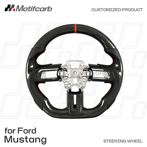 พวงมาลัยคาร์บอนไฟเบอร์แบบกำหนดเองสำหรับ Ford Mustang S550 GT350 GT500 ปี 2015-2023 พร้อมหุ้มหนัง ปรับแต่งภายในสไตล์สปอร์ต - Product Image 2