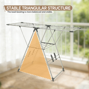 Séchoir à linge à 2 niveaux en acier inoxydable avec <span class=keywords><strong>étagère</strong></span>s, pour vêtements et chaussures - Product Image 3