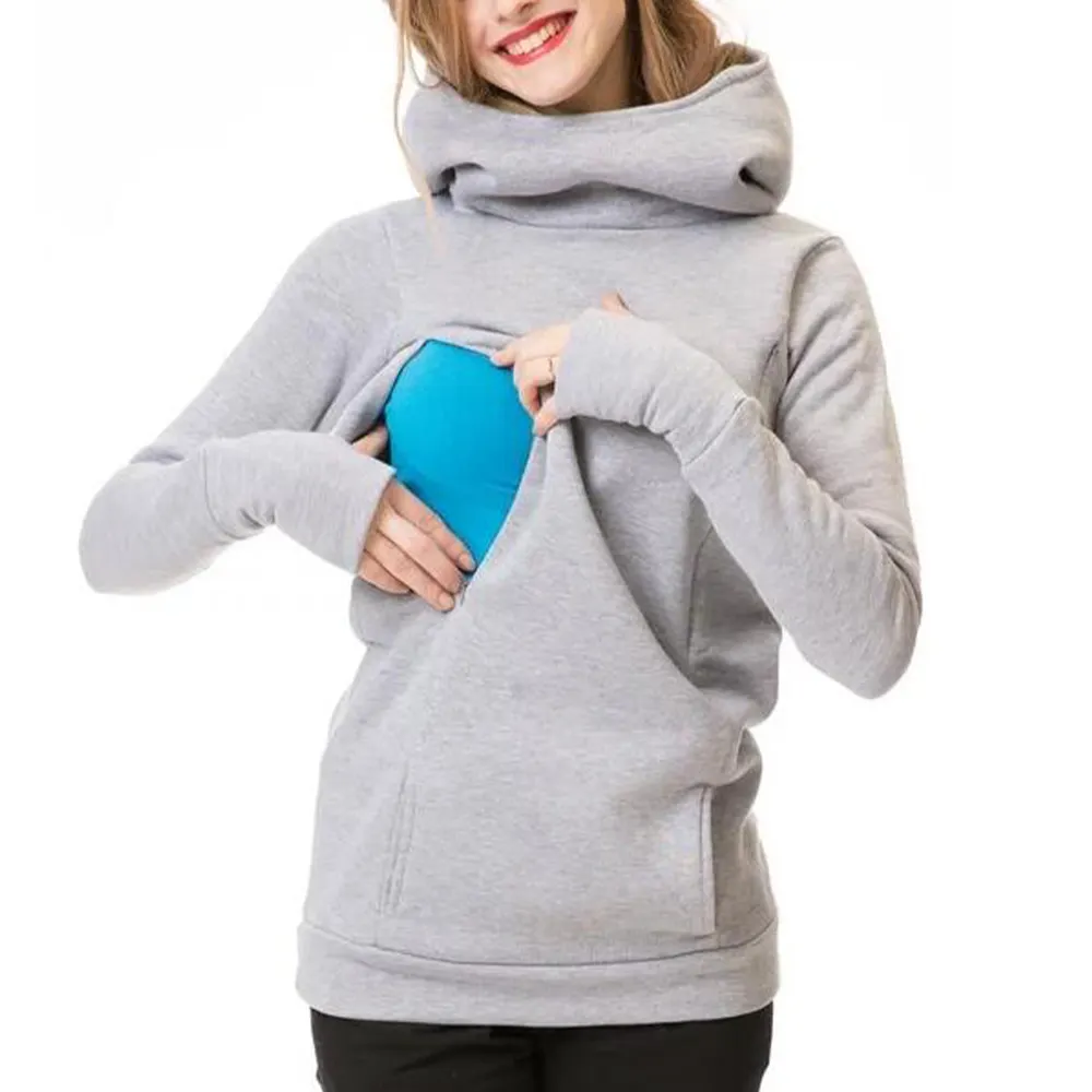 Pregnancy Women Breastfeeding Maternity Clothing Tops Nursing Hooded Lactation Clothes For Pregnant Sweatshirt Large Size