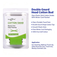 Bâtonnets de coton absorbants personnalisés à double tête en forme de gourde, 55 pièces, avec tige en plastique, emballés sous blister