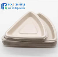 Plateau de cuisson pour pizza en bagasse écologique, jetable et biodégradable, 125/250 ml, avec fond à joint, forme triangulaire classique, pour fêtes et pique-niques