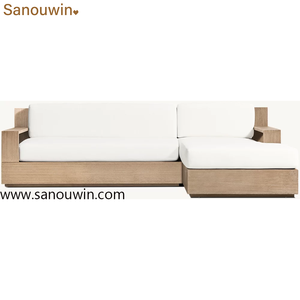 Canapé modulable en teck personnalisable - Canapé de patio extérieur en teck massif avec coussins à séchage rapide - Product Image 2