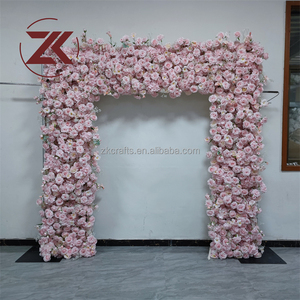 Arche de fleurs artificielle carrée ZK 8x8 en tissu rose pour décoration de toile de fond d'événements - Product Image 6