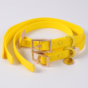 Diseño personalizado Entrenamiento al aire libre Correas y collares para perros Color amarillo Lindo Pvc Collar de perro Correa Set - Product Image 2