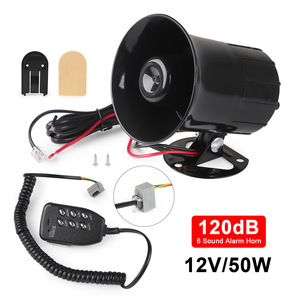KX-5005 Klaxon de voiture 12V 50W 120dB 6 sons, klaxon d'alarme à commande vocale numérique, haut-parleur en plastique noir - Product Image 3