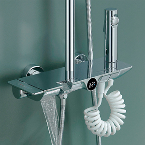 Columna de Ducha Inteligente Moderna con Lluvia Superior, Mezclador Termostático y Cabezal de Ducha Digital - Product Image 1