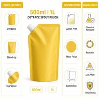 Pochettes Doypack personnalisées imprimées de 500 ml et 1 L avec bec verseur pour savon liquide, détergent, recharge, résistantes aux produits chimiques
