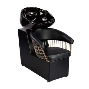 Nuevo Sillón de Peluquería Moderno de Cuero con Lavabo de Cerámica y Estructura Metálica - Diseño Semi-Reclinable - Product Image 1