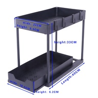 Organizador Bajo Fregadero para Cocina y Baño, Organizador Deslizante de 2 Niveles para Debajo del Gabinete con Soporte para Tazas, Estante de Almacenamiento Multiusos