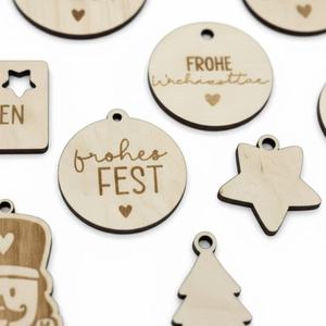 Customized Wooden Christmas <b>Gift</b> Tags Laser Engraved Holiday Packaging Decor Craft DIY Ornament Label Set - Product Image 5