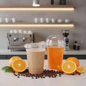 Gobelets plats en plastique PET transparent de 89 mm, 10-24 oz, logo personnalisé imprimé, jetables, café/restaurant, vente en gros, boissons froides, smoothies - Product Image 2